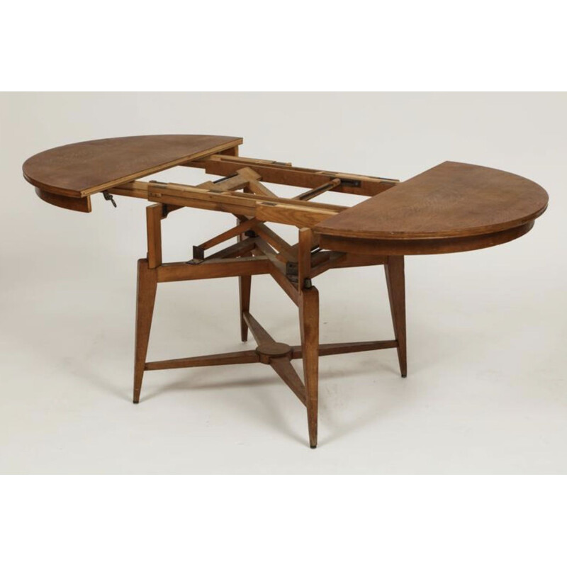 Table à repas vintage extensible par Marcel Gascoin, 1950