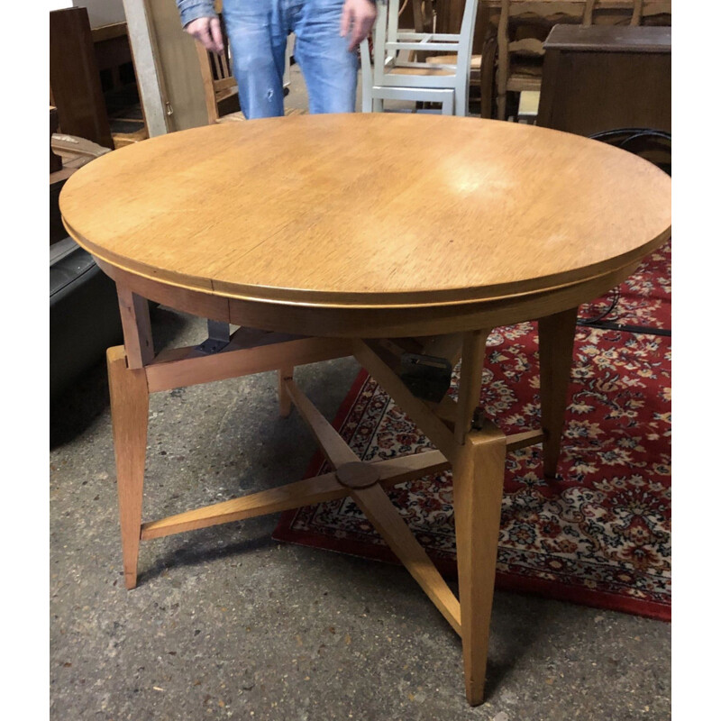 Table à repas vintage extensible par Marcel Gascoin, 1950