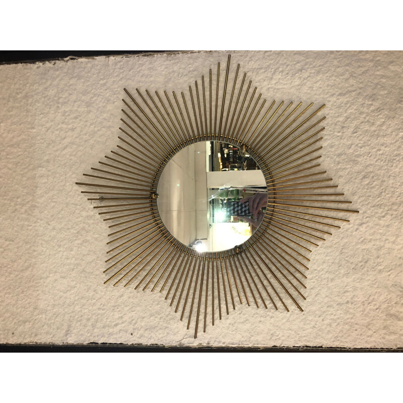 Vintage Sun brass mirror, 1960s