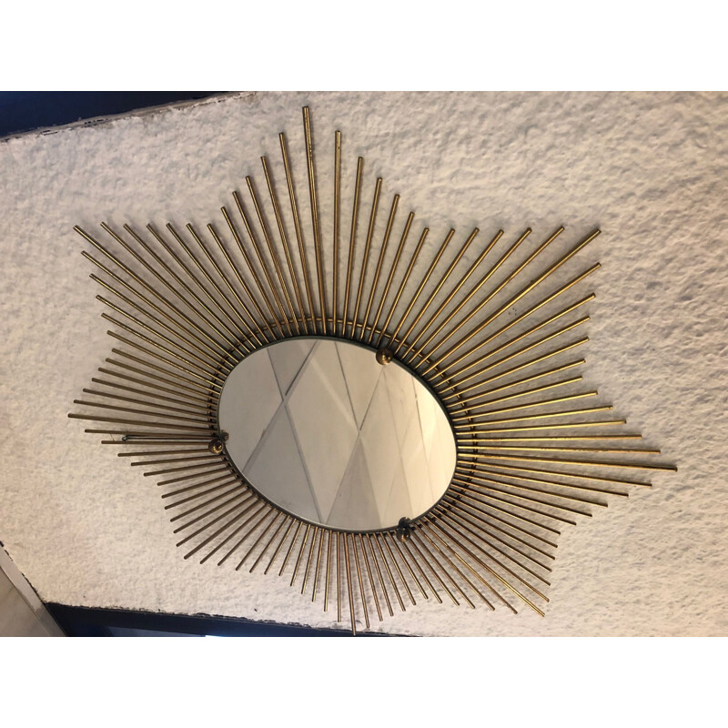 Vintage Sun brass mirror, 1960s