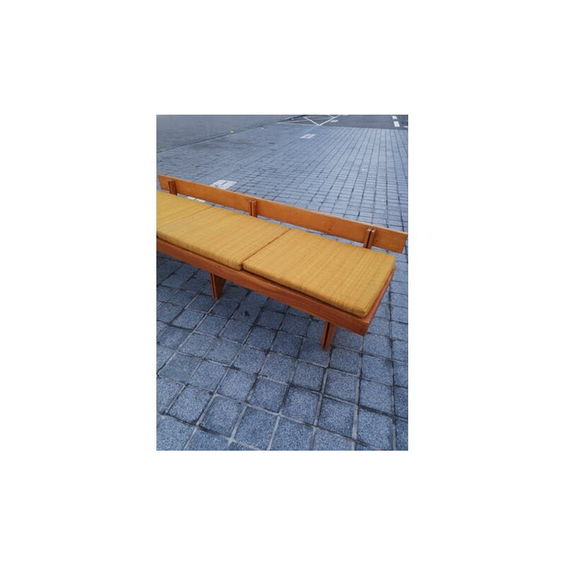 Lit de repos vintage scandinave en bois, 1950