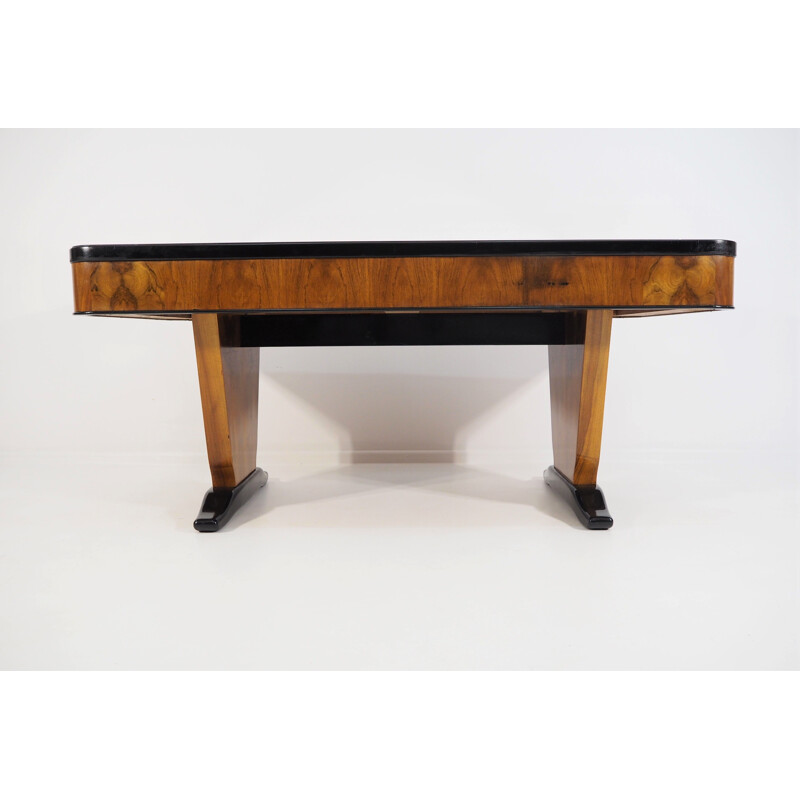 Vintage art deco walnut desk, 1940s