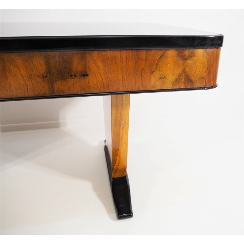 Vintage art deco walnut desk, 1940s