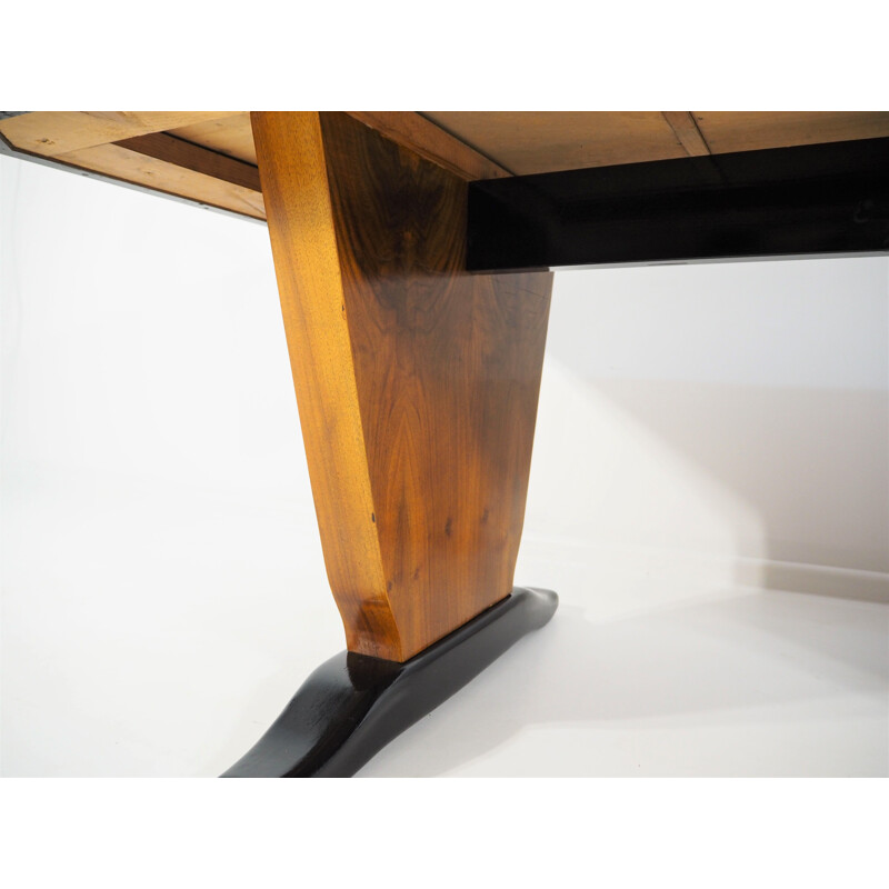 Vintage art deco walnut desk, 1940s