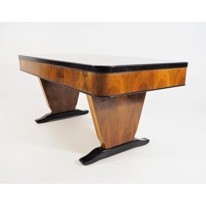 Vintage art deco walnut desk, 1940s