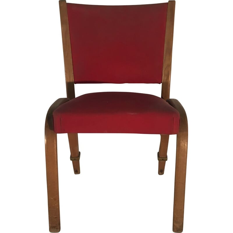Set of 6 vintage chairs Bow-wood ed Steiner 1950  