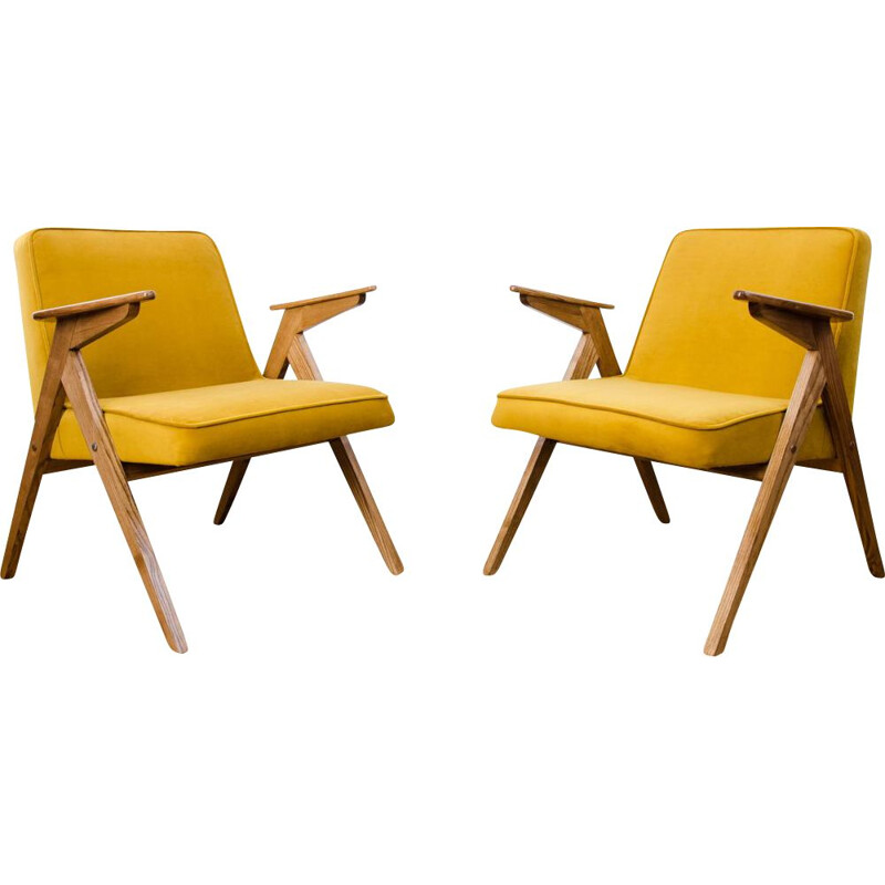 Pair of Type 300-177 "Bunny" yellow armchairs 1970