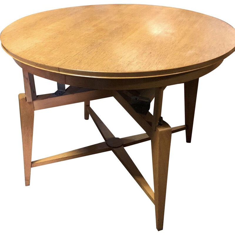 Table à repas vintage extensible par Marcel Gascoin, 1950