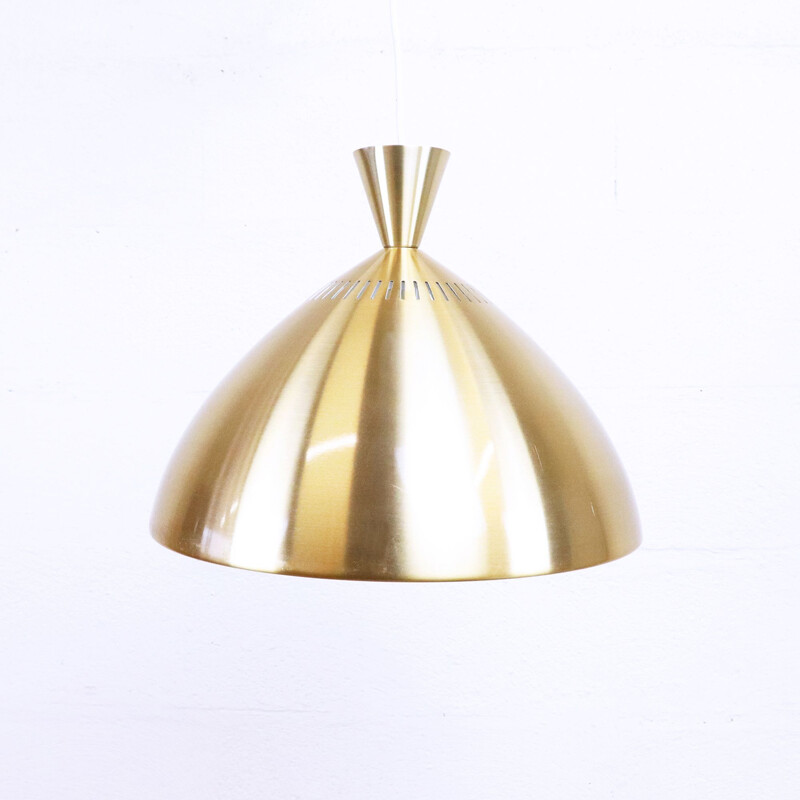 Vintage gilded metal pendant lamp, Sweden 1960