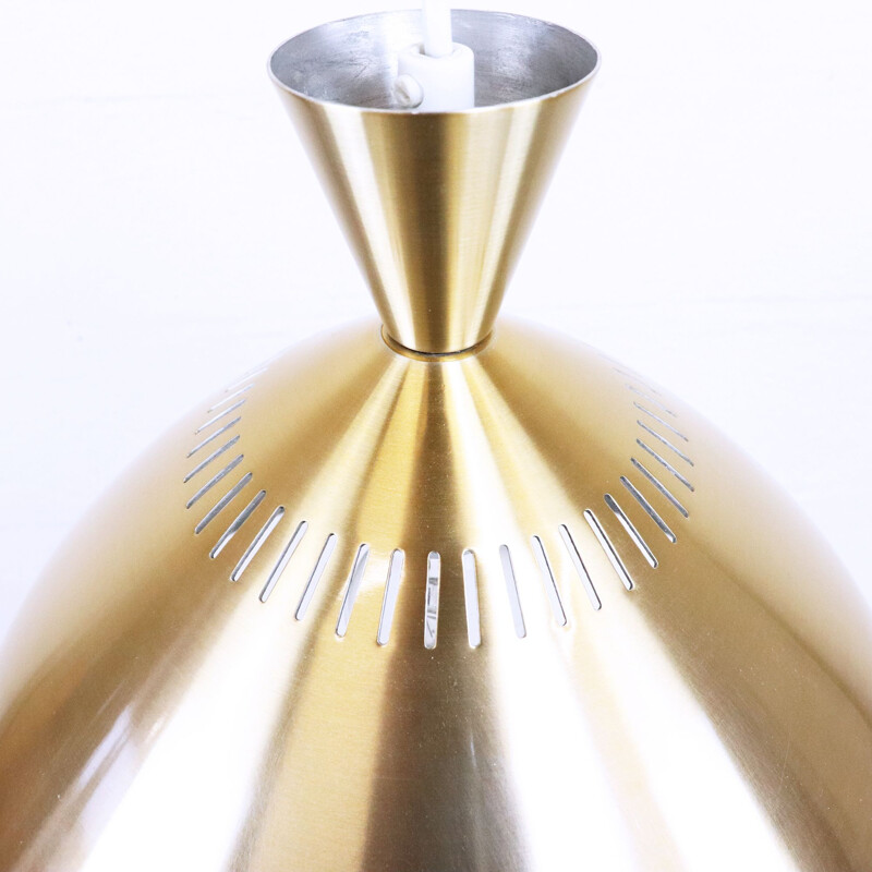 Vintage gilded metal pendant lamp, Sweden 1960