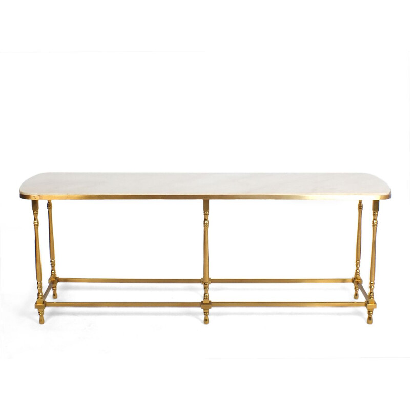 Console vintage et tables d'appoint en bronze et marbre