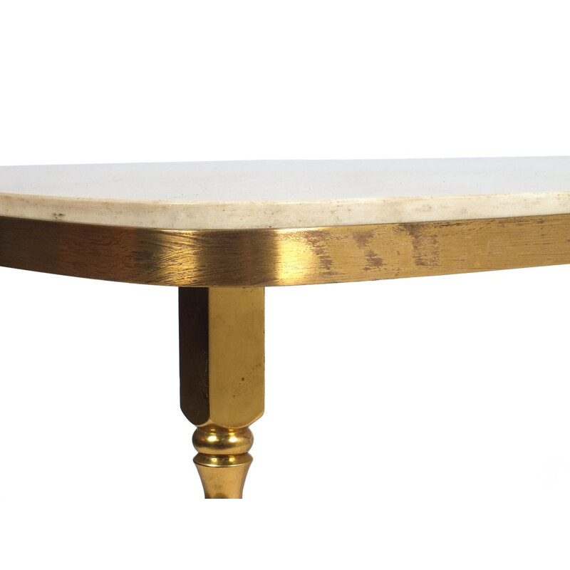 Console vintage et tables d'appoint en bronze et marbre