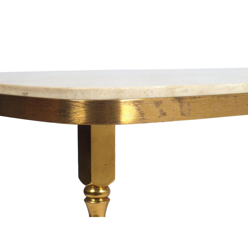 Vintage console and side tables in bronze and marble