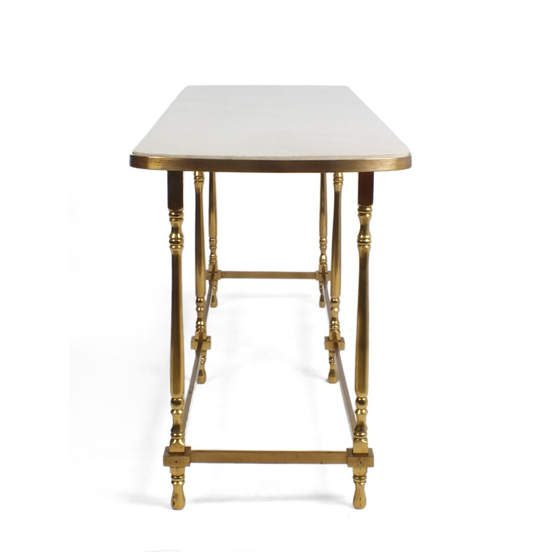 Vintage console and side tables in bronze and marble