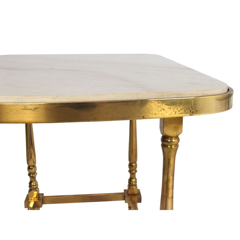 Console vintage et tables d'appoint en bronze et marbre