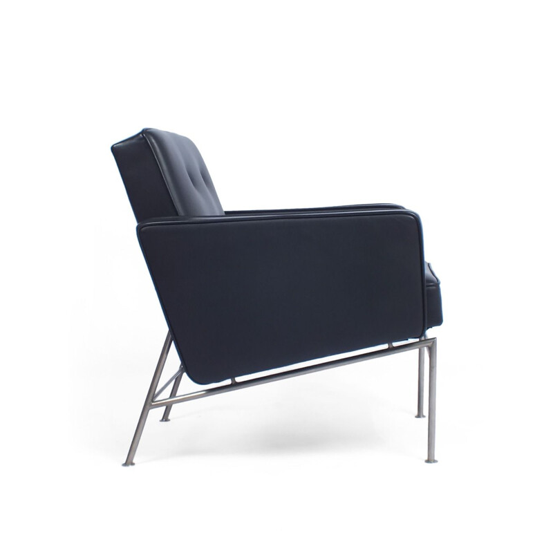 Vintage black leatherette armchair by Theo Ruth for Artifort