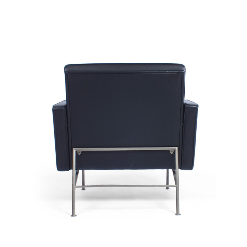 Vintage black leatherette armchair by Theo Ruth for Artifort