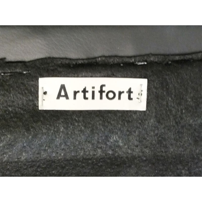 Fauteuil vintage en simili cuir noir par Theo Ruth pour Artifort