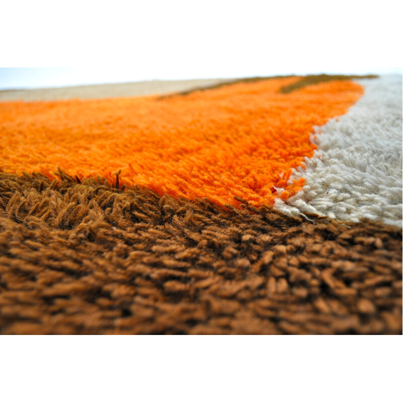 Rectangular rug with geometric designs - 1970s