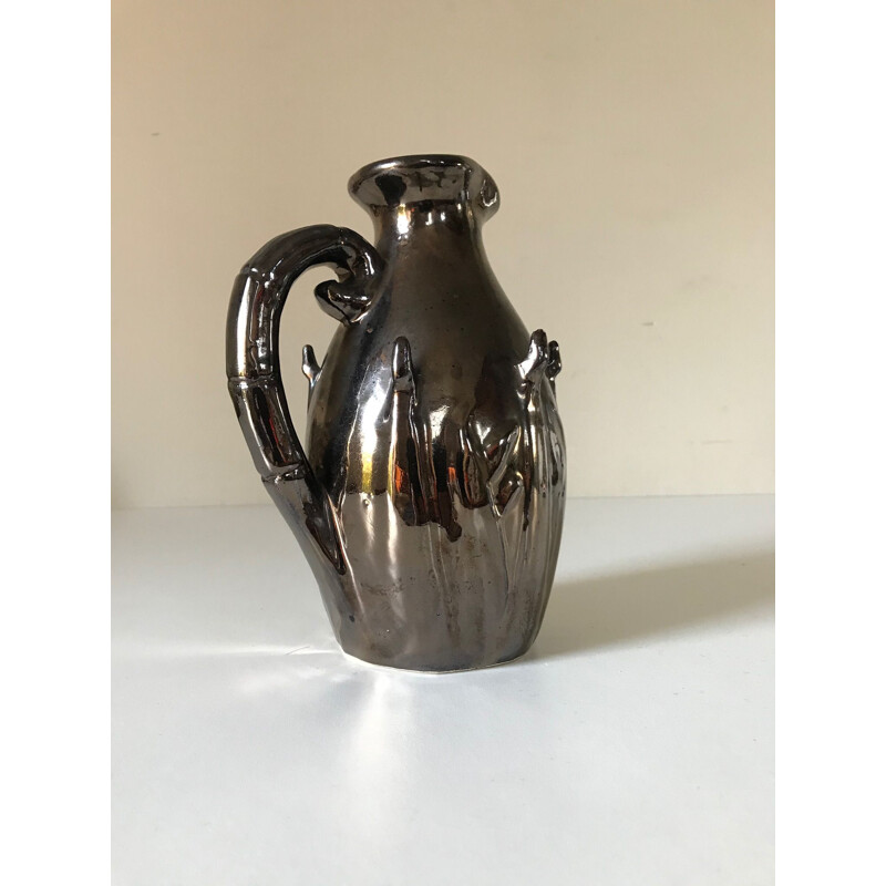 Vintage iridescent ceramic pitcher, 1960