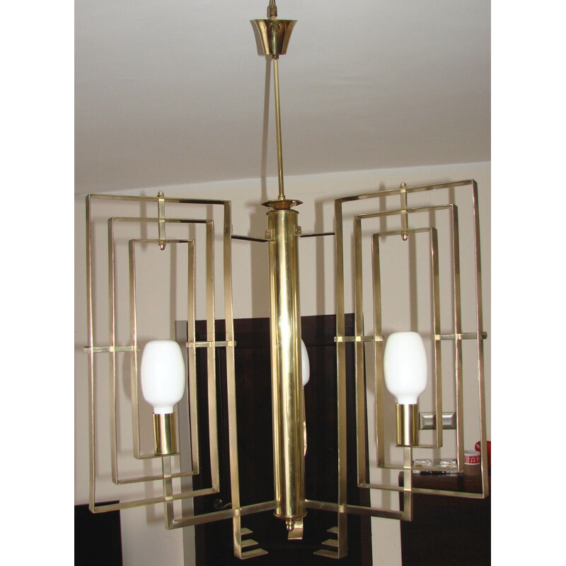Vintage brass chandelier, Art deco, 1930s