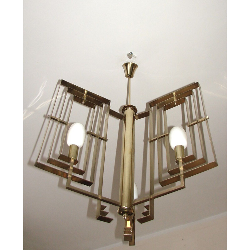 Vintage brass chandelier, Art deco, 1930s