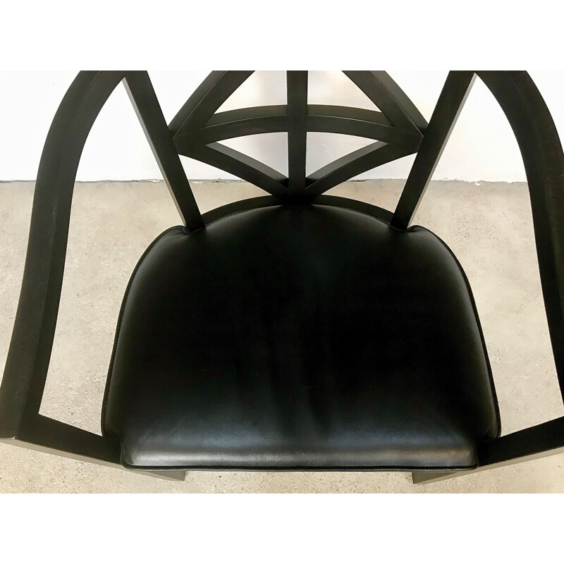 Chaise en cuir vintage de Josef Hoffmann pour Wittmann, 1980