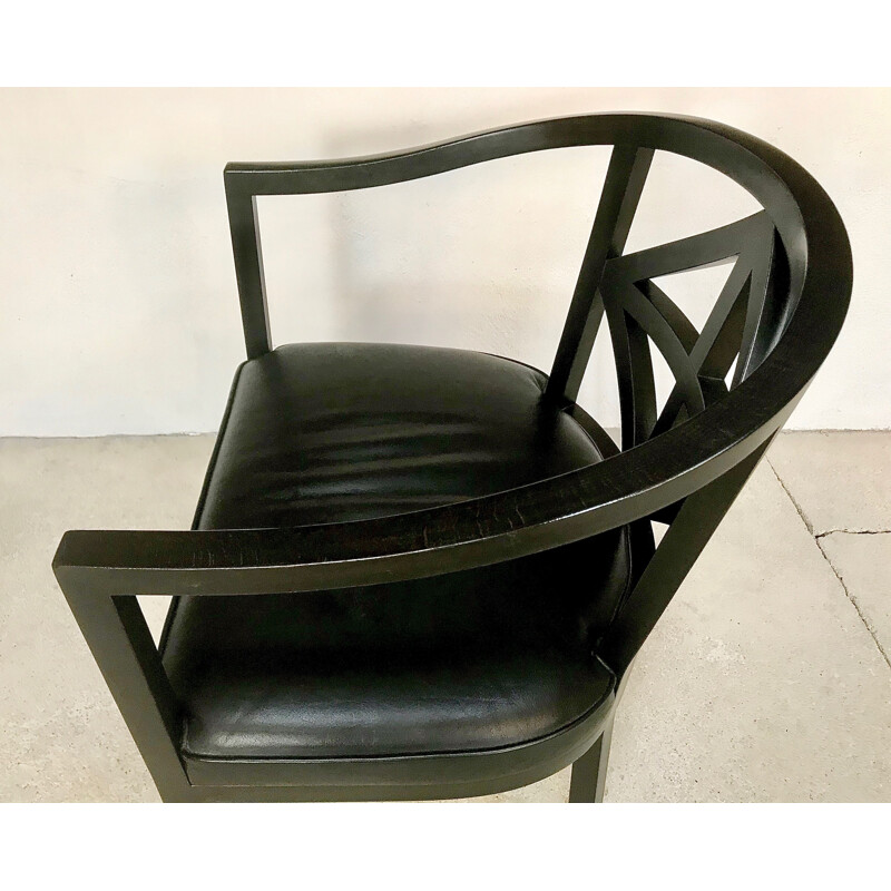Vintage leather chair by Josef Hoffmann for Wittmann, 1980s