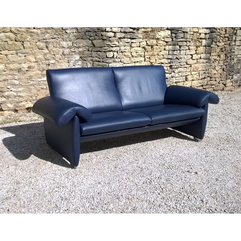 Vintage sofa DS1002 in blue leather by De Sede, 2000s