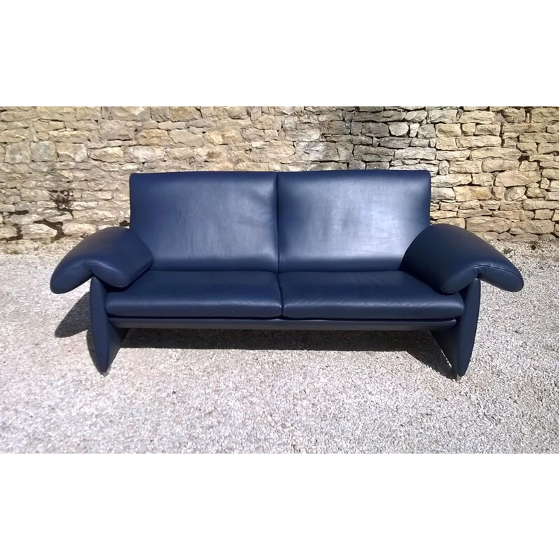 Vintage sofa DS1002 in blue leather by De Sede, 2000s