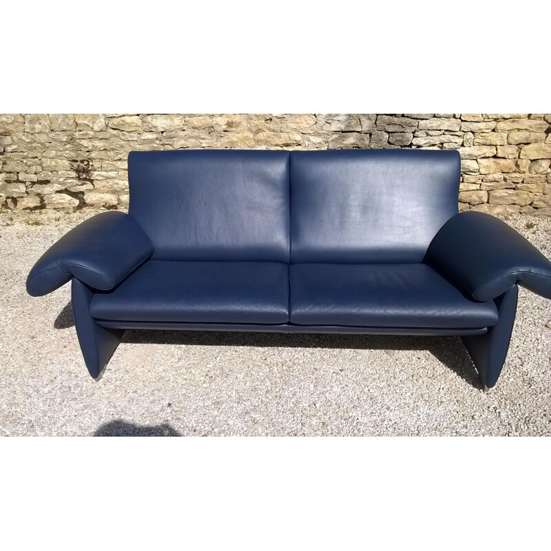 Vintage sofa DS1002 in blue leather by De Sede, 2000s