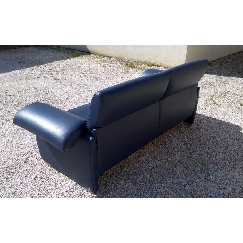 Vintage sofa DS1002 in blue leather by De Sede, 2000s