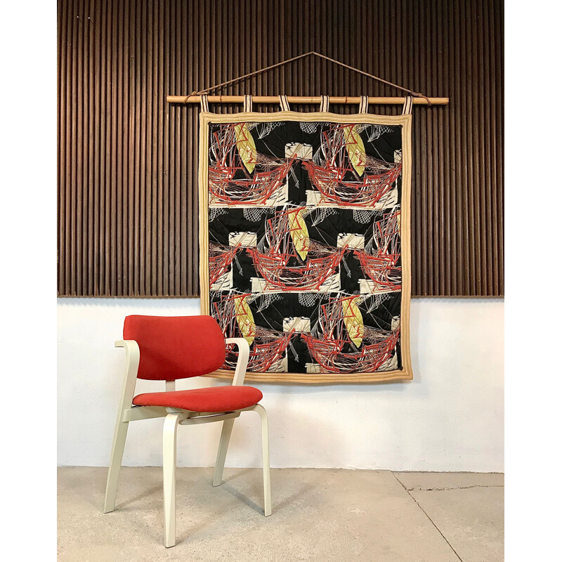 Vintage tapestry with bamboo rod, Italy, 1940s