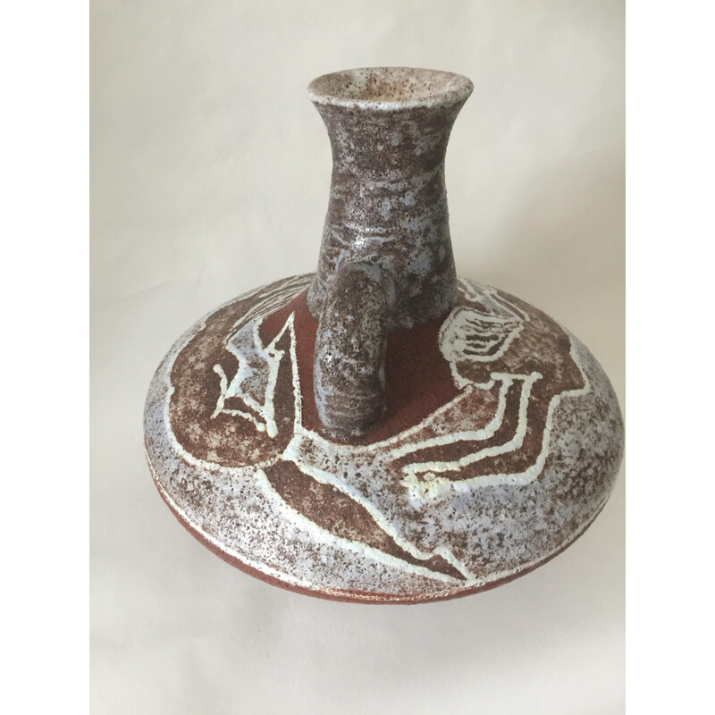 Jarrón vintage de cerámica Siren de Accolay, 1960