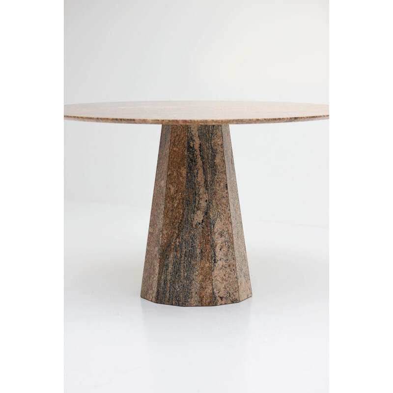 Vintage round granite dining table, 1970s