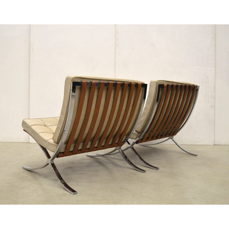 Set of 2 vintage Barcelona armchairs by Mies van der Rohe for Knoll International, 1960s