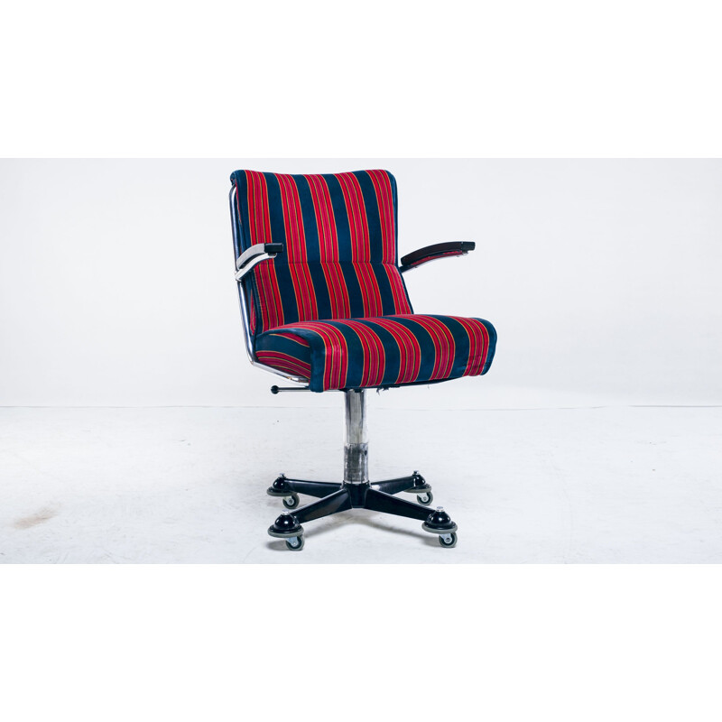 Vintage dark blue swivel chair from Mauser Werke Waldeck, 1950s
