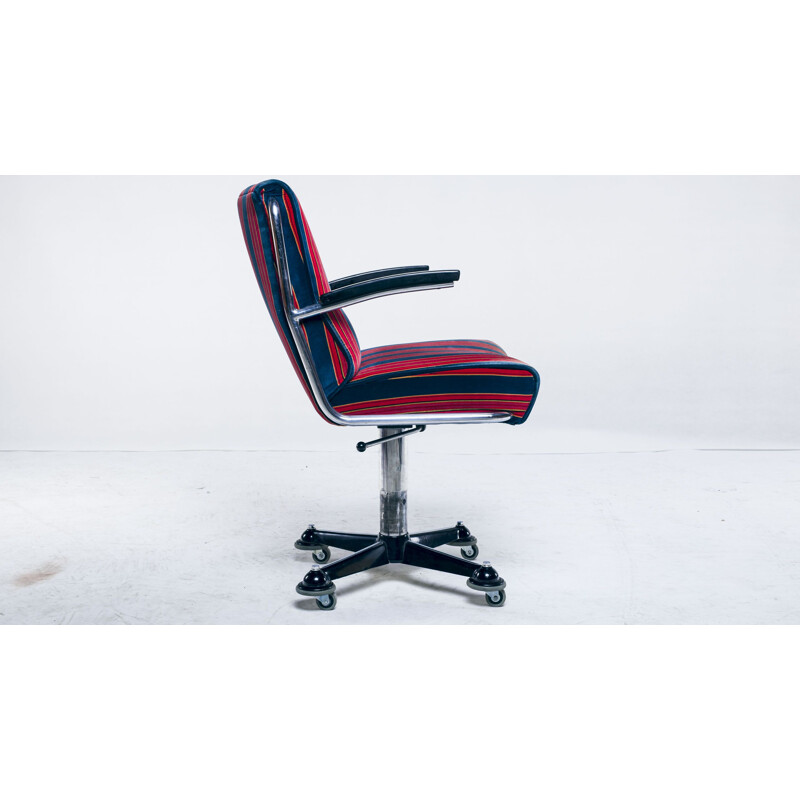 Vintage dark blue swivel chair from Mauser Werke Waldeck, 1950s