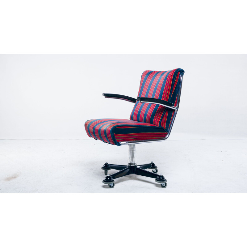 Vintage dark blue swivel chair from Mauser Werke Waldeck, 1950s