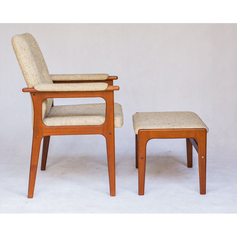 Vintage Danish teak armchair & ottoman from OD Møbler, 1960s