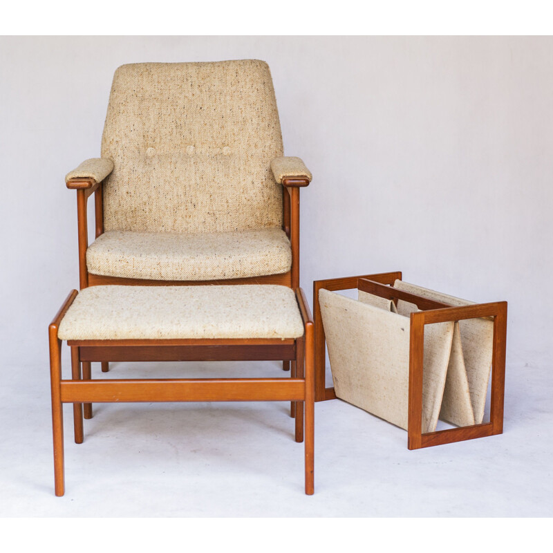 Vintage Danish teak armchair & ottoman from OD Møbler, 1960s