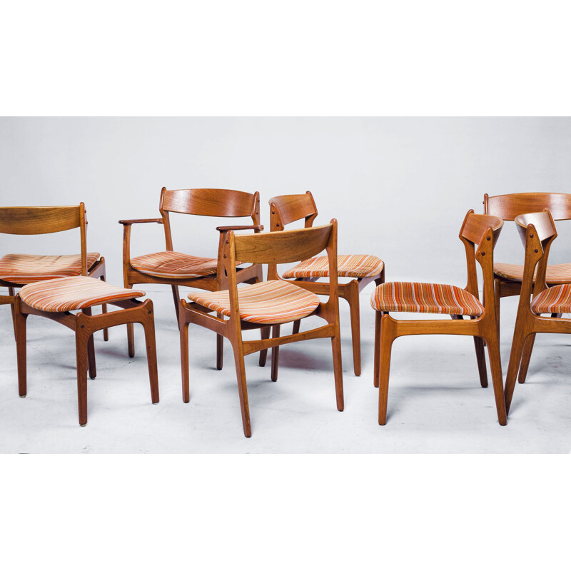 Ensemble de 7 chaises et tabouret d'Erik Buch pour O.D. Mobler, 1960