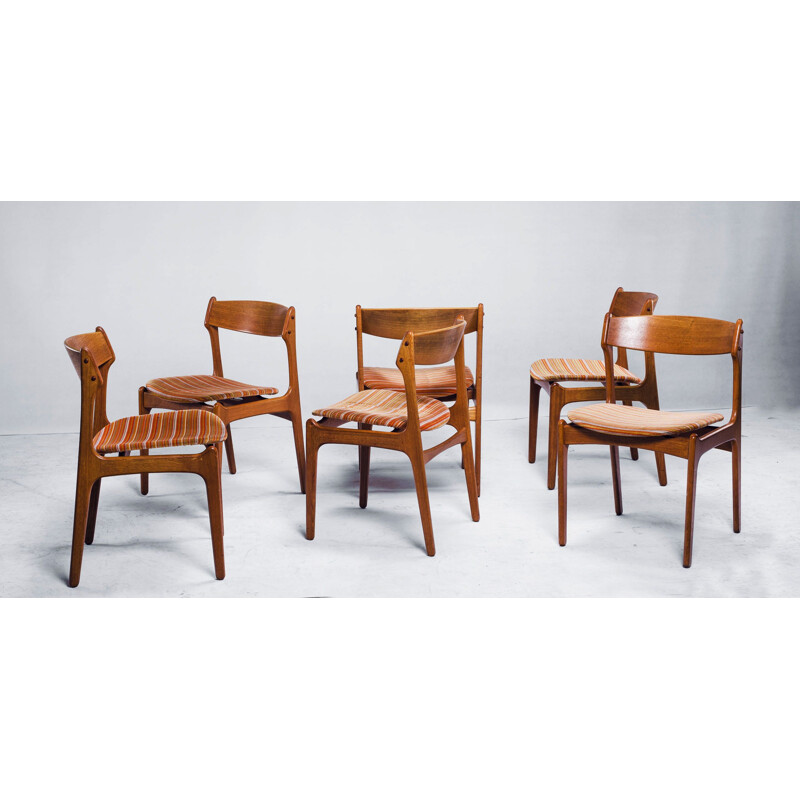 Ensemble de 7 chaises et tabouret d'Erik Buch pour O.D. Mobler, 1960