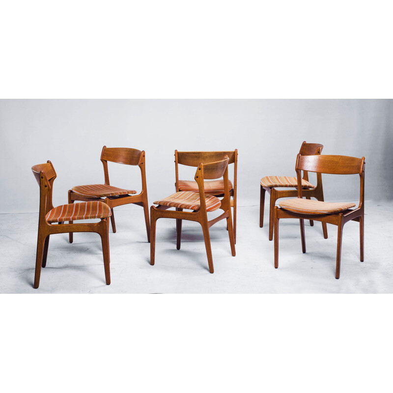 Set of 7 dining chairs and stool by Erik Buch for O.D. Møbler, 1960s