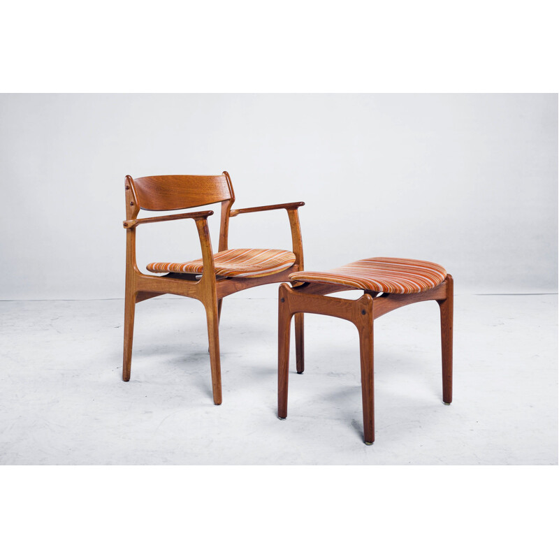 Set of 7 dining chairs and stool by Erik Buch for O.D. Møbler, 1960s