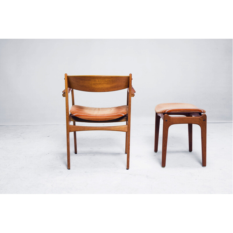 Set of 7 dining chairs and stool by Erik Buch for O.D. Møbler, 1960s