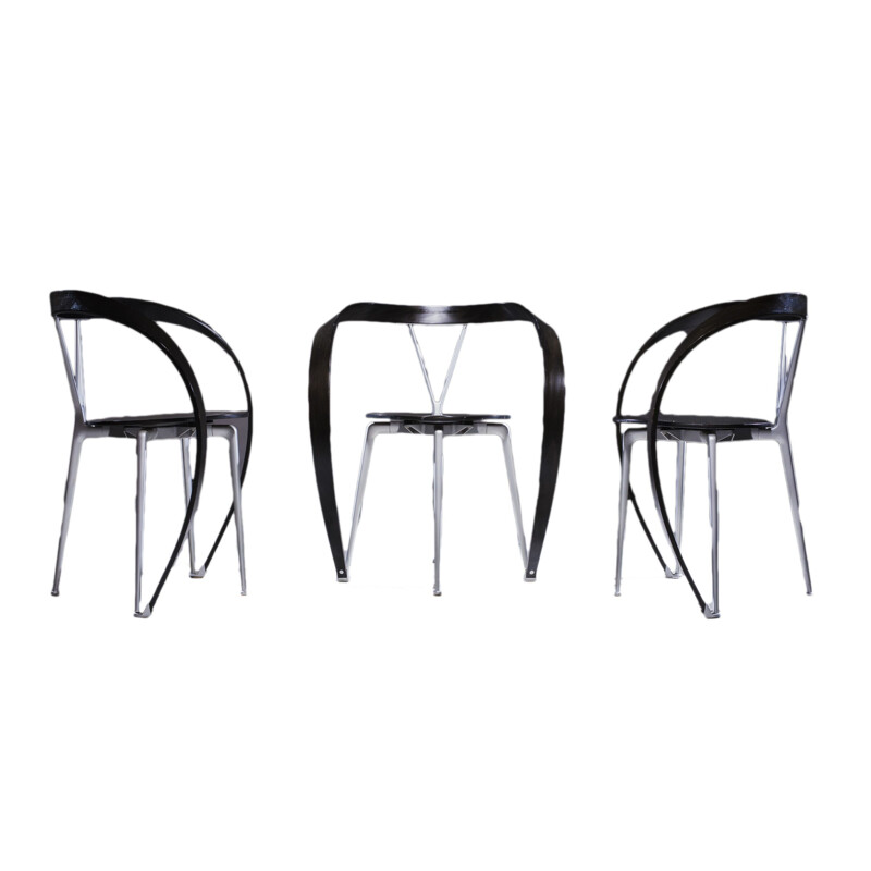 Set of 3 beechwood chairs by Andrea Branzi for Cassina, 1990s