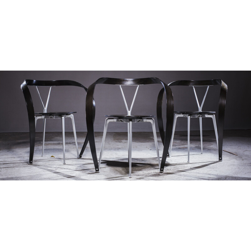 Set of 3 beechwood chairs by Andrea Branzi for Cassina, 1990s