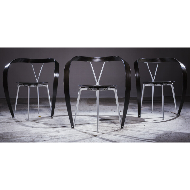 Ensemble de 3 chaises en bois de hêtre par Andrea Branzi pour Cassina, 1990
