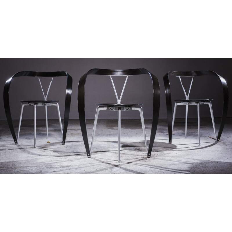 Set of 3 beechwood chairs by Andrea Branzi for Cassina, 1990s